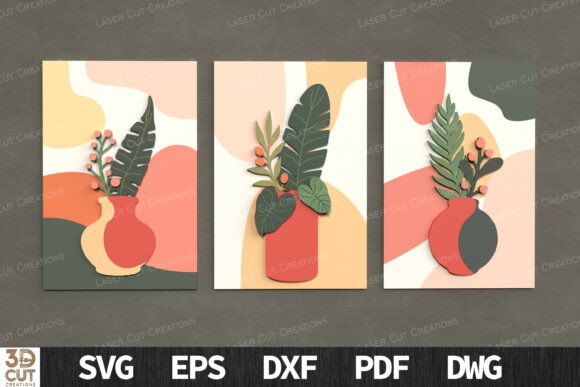 Boho Vase Leaves Wall Art