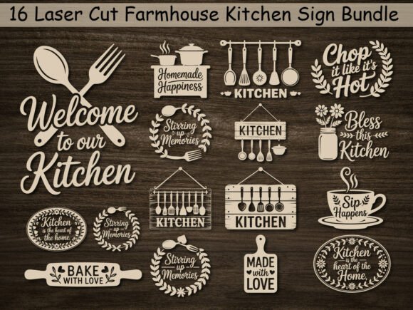 Farmhouse Kitchen Sign SVG Bundle Graphics 128897005 1 580x435 1