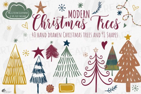Modern colorful Christmas Trees shapes Graphics