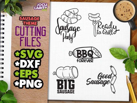 Kawaii Sausage SVG Cut File Graphics 9052924 1 1 580x436 1