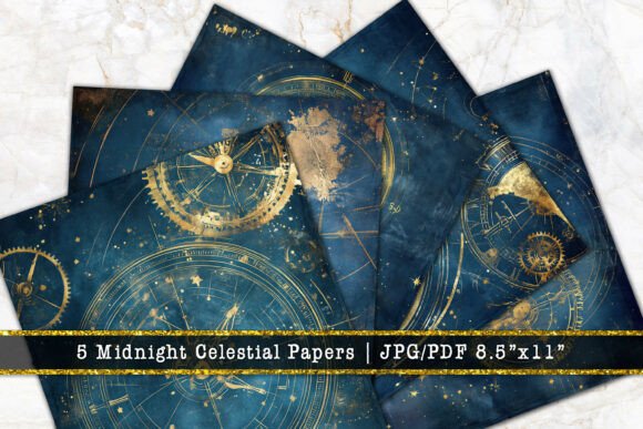 Midnight Celestial Scrapbook Paper Pack Graphics