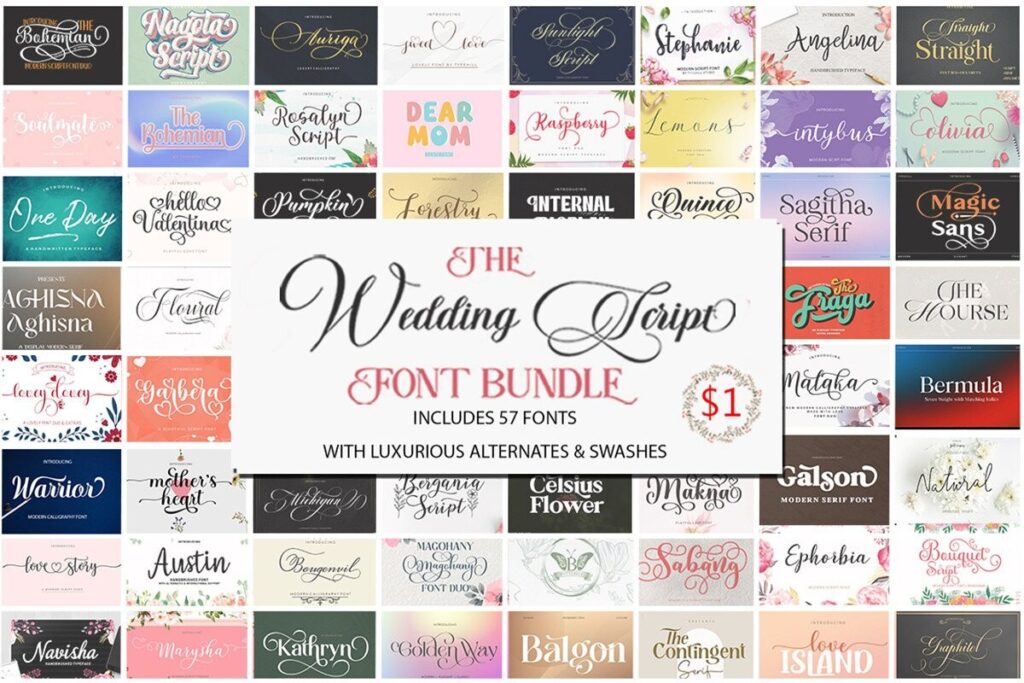 The Wedding Script Font Bundle Bundles