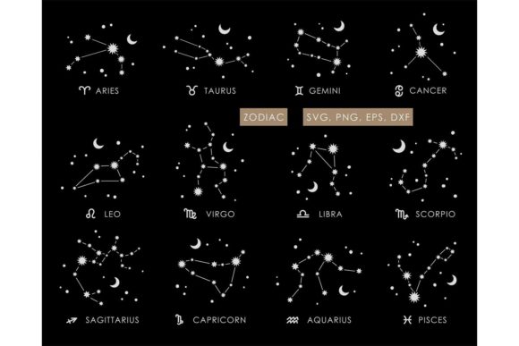 Zodiac constellations SVG bundle Graphics